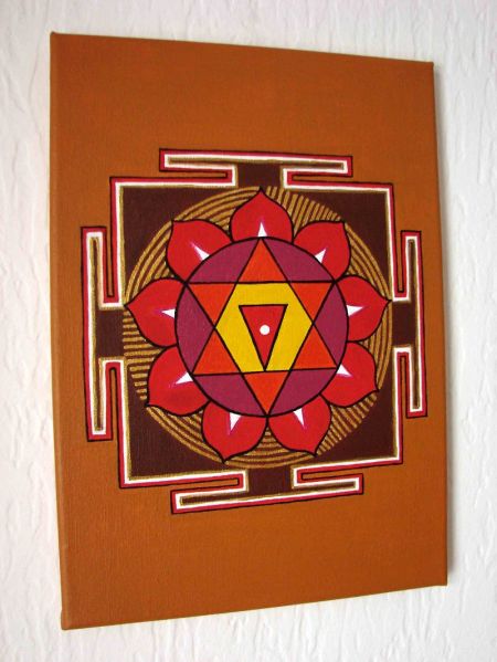 Gayatri Yantra with Rose Oil, Ocher Background
